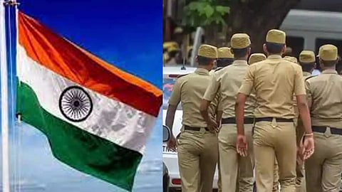 Indian flag and Chennai Police