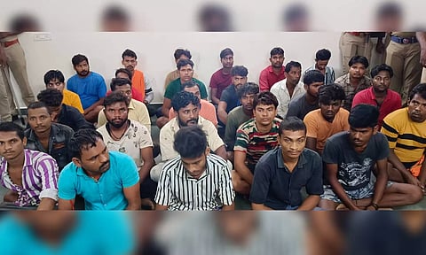 The arrested migrant workers.&nbsp;