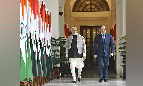 PM Narendra Modi with Egyptian President Abdel Fattah al-Sisi (X/@narendramodi)