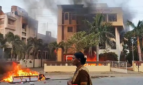 Angry quota protesters torched, vandalised homes or offices of three MLAs -- two of the NCP and one of the BJP. (PTI)
