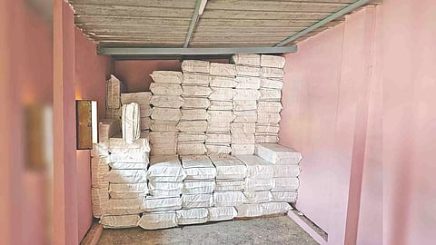 Seized crackers seen inside the godown in Kumbakonam on Monday