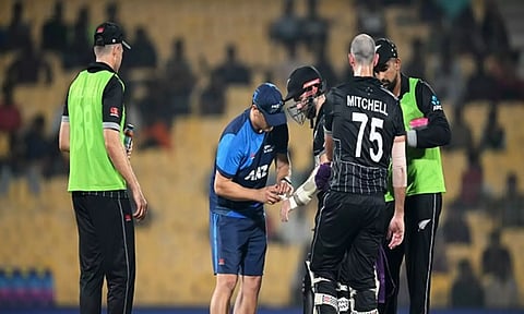 Kane Williamson receiving treatment (X/@Blackcaps)