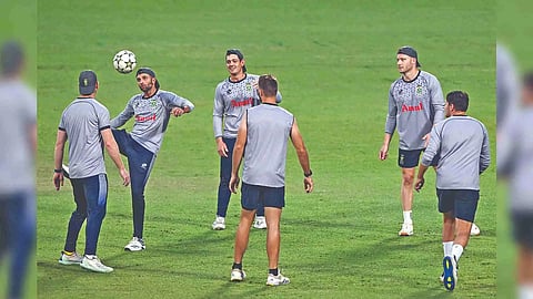 South Africa’s players attend a practice session