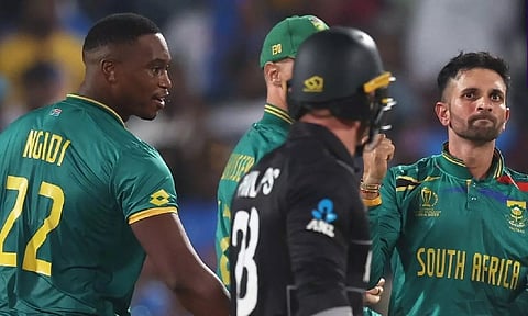 South African Players celebrates after a wicket (X/ICC)