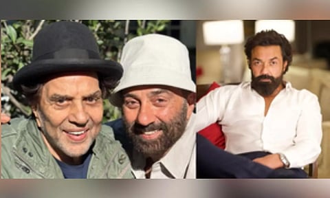 Dharmendra with Sunny Deol; Bobby Deol