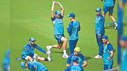 Australia players attend a practice session