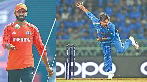 (L-R) Ravindra Jadeja; Kuldeep Yadav