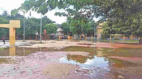 Water stagnated on the playground in T Nagar