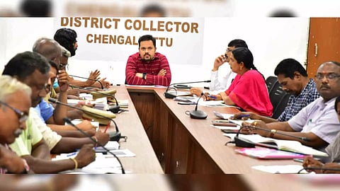 District collector at the review meeting