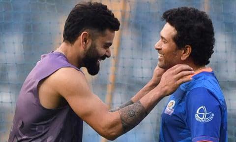 Sachin Tendulkar with Virat Kohli