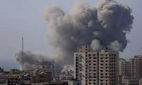 Smoke rises after Israeli strikes