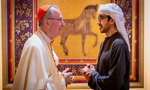 Vatican Secretary of State Cardinal Pietro Parolin, Sheikh Abdullah bin Zayed Al Nahyan (ANI)
