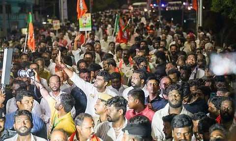 BJP state president K Annamalai during his rally in Srirangam on Tuesday