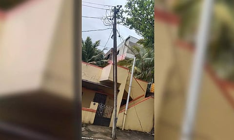 Damaged pole on Gopalakrishnan Street in Korattur