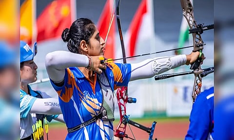 Indian women's compound team in action. (Photo: World Archery/Olympics)