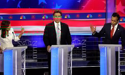 U.S. presidential debate of the 2024; (L-R) Nikki Haley, Ron DeSantis and Vivek Ramaswamy (Photo: Reuters)