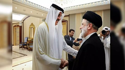 Qatar's Emir Sheikh Tamim bin Hamad al-Thani meets with Iranian President Ebrahim Raisi in Riyadh (Photo/Reuters)