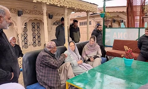 Ex Jammu and Kashmir Chief Minister Mehbooba Mufti during a visit with locals in Srinagar (Photo credit: Mufti's social media)