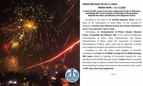 Deepavali 2023: 581 cases registered in Chennai for cracker violation