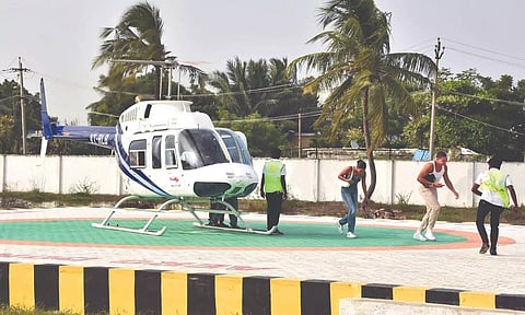 State government kickstarted helicopter services for the tourists from Monday, covering the stretch between Kovalam to Thiruvidanthai