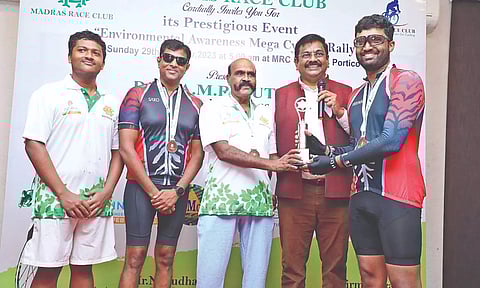 Sub Inspector Saravanan (second from left)