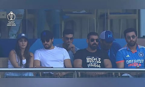 Kiara Advani, Sidharth Malhotra, John Abraham, and Ranbir Kapoor at the match (X)