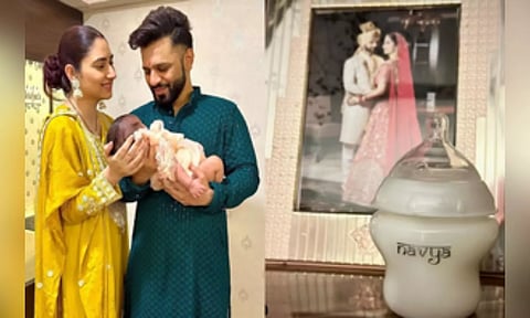 Disha Parmar, Rahul Vaidya with their newborn daughter