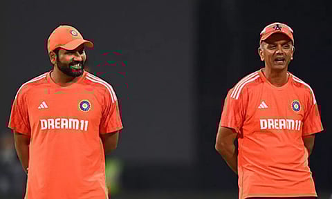 Rohit Sharma and Rahul Dravid (X/@BCCI)