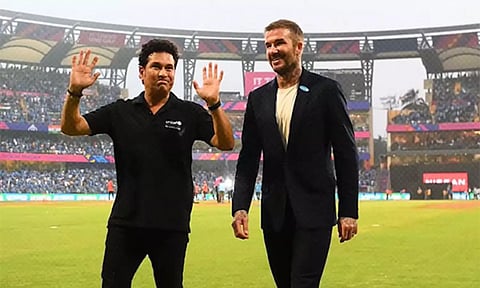 Sachin Tendulkar (L) and David Beckham (R)