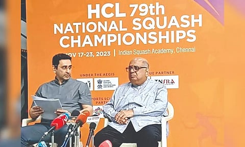 Cyrus Poncha, Secretary General, and N Ramachandran, SRFI addressing the gathering during the launch event