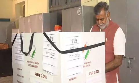 Union Minister Prahlad Patel casts his vote