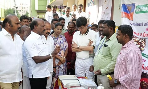 TN Health Minister Ma Subramanian inspected a medical camp at Nochikuppam. (X/@Subramanian_ma)