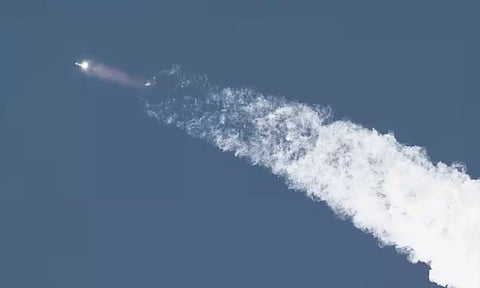 SpaceX's next-generation Starship spacecraft atop its powerful Super Heavy rocket lifts off from the company's Boca Chica launchpad on an uncrewed test flight, near Brownsville, Texas. (Reuters)