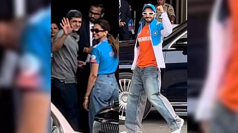 (L-R) Deepika Padukone along with her father Prakash Padukone; Ranveer Singh (Photo/IANS)