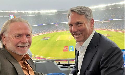 Australian Deputy Prime Minister, Richard Marles with Australia High Commission to India at Narendra Modi stadium (Image: ANI)