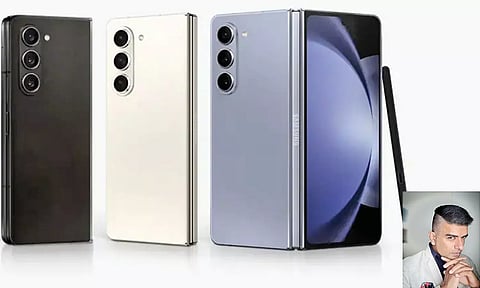 Samsung Galaxy Z fold 5; (inset) Ashwin Rajagopalan

