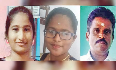 Manoharan and his daughters Dharshini and Dharini