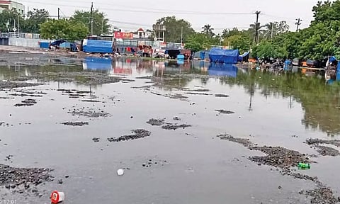 Inundated Thoothukudi new bus stand on Sunday