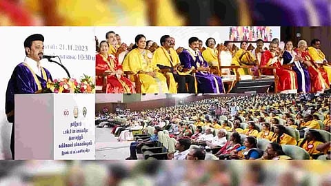MK Stalin at the second convocation of the Tamil Nadu Dr J Jayalalithaa Music and Fine Arts University