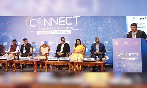 PTR delivering his keynote address at the CII-event held in Chennai on Tuesday