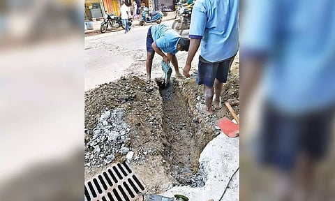 Workers at the site two days ago