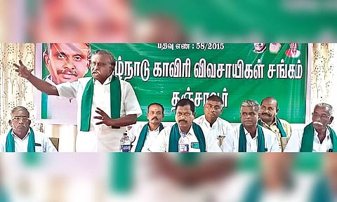 PR Pandian addressing Delta farmers in Thanajvur on Saturday