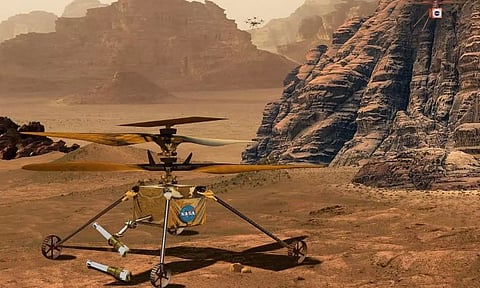 An artist's illustration of NASA’s Ingenuity Mars Helicopter on the Red Planet’s surface (Photo: NASA/JPL-Caltech)