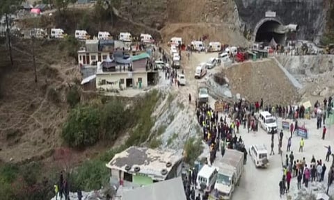 Drone visuals from the Silkyara tunnel site. (Photo: ANI)