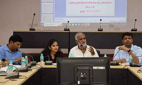 Minister for HR&amp;CE, P K Sekarbabu along with Chennai Mayor R Priya