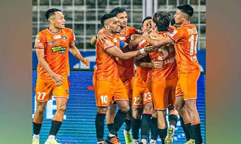FC Goa players celebrating after goal (X/@FCGoaOfficial)
