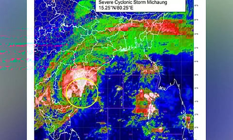 'Michaung' to make landfall next 4 hours at Andhra Pradesh (Photo: IMD)