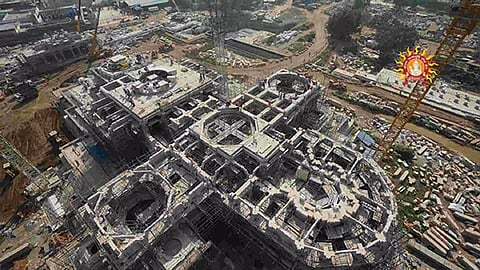 Aerial View of the under-construction Ram Temple in Ayodhya (Photo/X @ShriRamTeerth)