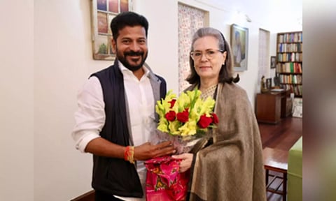 Revanth Reddy with Sonia Gandhi