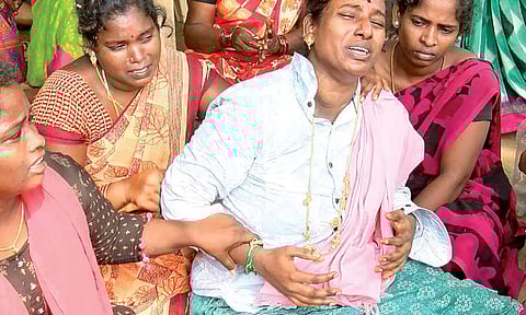 Jayaseelan’s pregnant wife Manju with family members have been at the site since tragedy struck